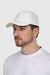 Men's white cap with logo Loro Piana - logo embossing. Fastener: rubber band. 100% polyester. Country of manufacture: Italy. Care: specialized cleaning - photo 2