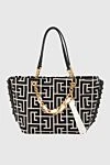 Balmain Black polyurethane and polyester bag for women - Decoration: monogram pattern, gold-plated chain. polyurethane, polyester. zipper. Country of manufacture: Italy. Care: specialized cleaning - photo 1