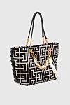 Balmain Black polyurethane and polyester bag for women - Decoration: monogram pattern, gold-plated chain. polyurethane, polyester. zipper. Country of manufacture: Italy. Care: specialized cleaning - photo 3