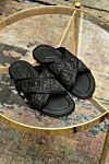 Fendi Men's black leather sandals with logo print - Decoration: logo, open toe. genuine leather. Country of manufacture: Italy. Care: specialized cleaning - photo 7