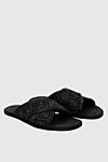 Fendi Men's black leather sandals with logo print - Decoration: logo, open toe. genuine leather. Country of manufacture: Italy. Care: specialized cleaning - photo 3