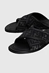 Fendi Men's black leather sandals with logo print - Decoration: logo, open toe. genuine leather. Country of manufacture: Italy. Care: specialized cleaning - photo 5