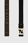 Fendi Black leather belt for men - genuine leather. Decoration: logo print, logo on the buckle, gold-plated buckle. buckle. Country of manufacture: Italy. Care: specialized cleaning - photo 3