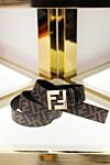 Black leather belt for men Fendi - genuine leather. Decoration: logo print, logo on the buckle, gold-plated buckle. buckle. Country of manufacture: Italy. Care: specialized cleaning - photo 4