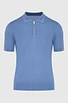 Corneliani Blue silk polo for men - Composition: 100% silk. Closure: Zipper. Country of manufacture: Italy. Care: specialized cleaning - photo 1