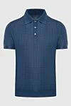 Corneliani Silk polo blue for men - Decor: Check pattern. Composition: 100% silk. Closure: buttons. Country of manufacture: Italy. Care: specialized cleaning - photo 1