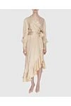 Women's long beige silk dress with long sleeves and a belt Zimmermann - long sleeves, asymmetric skirt with ruffles, belt at the waist. silk. Country of manufacture: Italy. Care: specialized cleaning - photo 2
