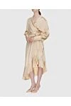 Zimmermann Women's long beige silk dress with long sleeves and a belt - long sleeves, asymmetric skirt with ruffles, belt at the waist. silk. Country of manufacture: Italy. Care: specialized cleaning - photo 3