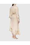 Women's long beige silk dress with long sleeves and a belt Zimmermann - long sleeves, asymmetric skirt with ruffles, belt at the waist. silk. Country of manufacture: Italy. Care: specialized cleaning - photo 4