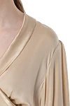 Women's long beige silk dress with long sleeves and a belt Zimmermann - long sleeves, asymmetric skirt with ruffles, belt at the waist. silk. Country of manufacture: Italy. Care: specialized cleaning - photo 6