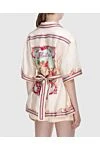 Women's silk beige shirt with a belt and floral print Zimmermann - floral print, short sleeves, belt. silk. Country of manufacture: Italy. Care: specialized cleaning - photo 4