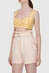 Zimmermann Women's bralette top yellow - fixed straps, boning, corrugated back. silk, linen. Country of manufacture: Italy. Care: specialized cleaning - photo 3