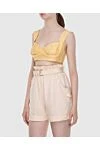 Zimmermann Women's bralette top yellow - fixed straps, boning, corrugated back. silk, linen. Country of manufacture: Italy. Care: specialized cleaning - photo 3