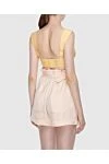 Women's bralette top yellow Zimmermann - fixed straps, boning, corrugated back. silk, linen. Country of manufacture: Italy. Care: specialized cleaning - photo 4