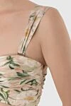 Bralette top for women beige with floral pattern and lily Zimmermann - removable straps, shell, floral print. silk, linen. Country of manufacture: Italy. Care: specialized cleaning - photo 6