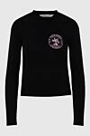 Palm Angels Women's black cotton jumper with pink logo - long sleeves, logo. 100% cotton. Country of manufacture: Italy. Care: specialized cleaning - photo 1