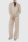 Pantsuit made of genuine leather beige for women Palm Angels - stripes. 100% genuine leather. Closure: zipper. two side pockets, two trouser pockets. Country of manufacture: Italy. Care: specialized cleaning - photo 2