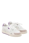 Palm Angels Women's white sneakers with purple inserts and logo - genuine leather, suede. logo, perforation. lacing. Country of manufacture: Italy. Care: specialized cleaning - photo 3