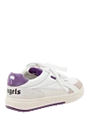 Women's white sneakers with purple inserts and logo Palm Angels - genuine leather, suede. logo, perforation. lacing. Country of manufacture: Italy. Care: specialized cleaning - photo 4