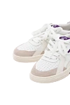 Palm Angels Women's white sneakers with purple inserts and logo - genuine leather, suede. logo, perforation. lacing. Country of manufacture: Italy. Care: specialized cleaning - photo 5