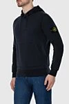 Stone Island Худі з бавовни синя чоловічі - Особливості: капюшон. нашивка з логотипом. бавовна. Країна виробник: Італія. Догляд: спеціалізоване чищення - фото 3