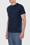 MC2 Saint Barth Blue linen T-shirt for men - 100% linen. Country of manufacture: Italy. Care: specialized cleaning - photo 3