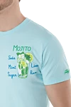MC2 Saint Barth Мужская хлопковая футболка аквамаринового оттенка с вышивкой Mojito (уценка) - принт. 100% хлопок. Страна производитель: Италия. Уход: специализированная чистка - фото 5