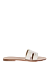 Celine Women's leather slippers with embossed logo, white - gold-plated metal details, embossed logo, contrasting sole. leather. Country of manufacture: Italy. Care: specialized cleaning - photo 1