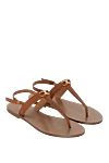 Celine Women's leather slippers with a gold-plated logo, brown - gold-plated metal details, logo. leather. buckle. Country of manufacture: Italy. Care: specialized cleaning - photo 3