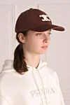 Burgundy cotton cap for women Celine - Logo embroidery. cotton. buckle. Country of manufacture: Italy. Care: specialized cleaning - photo 2