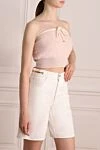 Celine Women's pink top with open shoulders - sleeveless, open top. cotton, polyamide. Country of manufacture: Italy. Care: specialized cleaning - photo 3