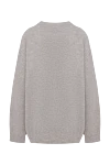 Gray wool sweater for women Celine - logo embroidery with multi-colored rhinestones, loose cut, ribbed finish. 100% wool. Country of manufacture: Italy. Care: specialized cleaning - photo 6