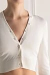 Loewe White viscose cardigan for women - buttons. 96% viscose, 4% polyester. Country of manufacture: Italy. Care: specialized cleaning - photo 5