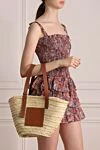 Loewe Сумка из соломы бежевая женская - плетение, нашивка с логотипом. солома. Страна производитель: Испания. Уход: специализированная чистка - фото 1