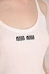 Miu Miu White cotton T-shirt for women - logo. 100% cotton. Country of manufacture: Italy. Care: specialized cleaning - photo 5