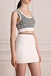 Miu Miu White top for woman - sleeveless, logo print. viscose, polyamide, elastane. Country of manufacture: Italy. Care: specialized cleaning - photo 3
