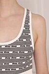 Miu Miu White top for woman - sleeveless, logo print. viscose, polyamide, elastane. Country of manufacture: Italy. Care: specialized cleaning - photo 5