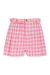 Miu Miu Women's pink cotton shorts in a square pattern - Decoration: check pattern, logo print on the back, adjusted waist. 100% cotton. button. Country of manufacture: Italy. Care: specialized cleaning - photo 1