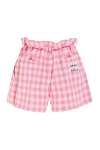 Miu Miu Women's pink cotton shorts in a square pattern - Decoration: check pattern, logo print on the back, adjusted waist. 100% cotton. button. Country of manufacture: Italy. Care: specialized cleaning - photo 7