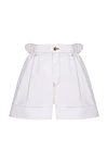 Miu Miu White cotton shorts for women - Decoration: logo print on the back, adjusted waist. 100% cotton. buttons, elastic inserts. Country of manufacture: Italy. Care: specialized cleaning - photo 1