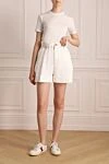 White cotton shorts for women Miu Miu - Decoration: logo print on the back, adjusted waist. 100% cotton. buttons, elastic inserts. Country of manufacture: Italy. Care: specialized cleaning - photo 2