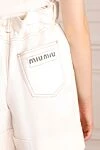 Miu Miu White cotton shorts for women - Decoration: logo print on the back, adjusted waist. 100% cotton. buttons, elastic inserts. Country of manufacture: Italy. Care: specialized cleaning - photo 5