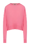 Miu Miu Women's pink cashmere sweater with beige logo on the back - Decoration: long sleeves, cut in the front, round neckline. 100% cashmere. Country of manufacture: Italy. Care: specialized cleaning - photo 1