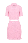 Miu Miu Костюм с юбкой розовый женский - рельефный узор. 98% хлопок, 1% полиамид, 1% эластан. пуговицы. Страна производитель: Италия. Уход: специализированная чистка - фото 7