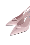 Prada Pink leather shoes for women - triangular patch with logo. genuine leather. Heel height: 7,5 centimeters. Country of manufacture: Italy. Care: specialized cleaning - photo 5