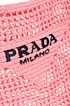 Prada Pink raffia bag for women - weaving, embroidered logo. Ingredients: raffia. Size: 36cm x 35cm x 4cm. Country of manufacture: Italy. Care: specialized cleaning - photo 5