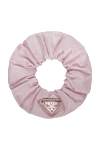 Prada Pink polyamide scrunchie for women - patch with logo. polyamide. Country of manufacture: Italy. Care: specialized cleaning - photo 1