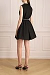 Black nylon dress for women Prada - Decoration: metal logo, round neck, sleeveless, chest patch pocket, waist belt, flared fit. nylon. hidden zipper. Country of manufacture: Italy. Care: specialized cleaning - photo 4