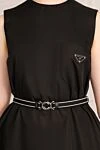 Prada Black nylon dress for women - Decoration: metal logo, round neck, sleeveless, chest patch pocket, waist belt, flared fit. nylon. hidden zipper. Country of manufacture: Italy. Care: specialized cleaning - photo 5