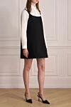 Prada Black nylon dress for women - Decoration: metallic logo, plunging neckline, sleeveless, chest patch pocket, waist belt, flared fit. nylon. hidden zipper. Country of manufacture: Italy. Care: specialized cleaning - photo 3